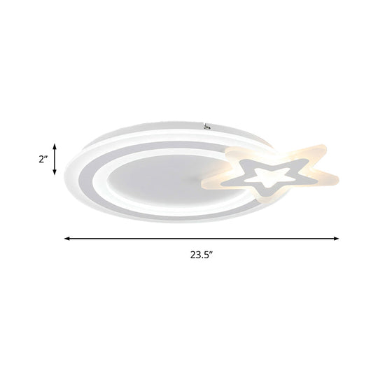 Circle Led Flush Mount Light - Simple Style With Star Acrylic Design Ceiling Lamp For Kindergarten