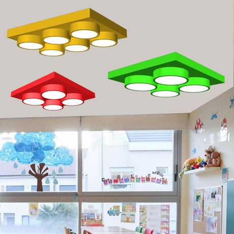 Led Nursery Ceiling Lamp - Kids Building Block Flush Mount Fixture Metal 16’/19.5’/23.5’
