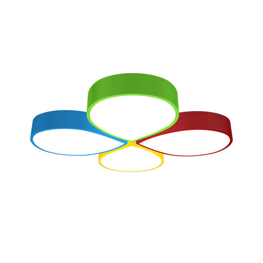 Macaron 4 - Petal Flower Led Ceiling Flush Mount Lamp - 23.5’/35.5’ Width Red - Yellow - Blue -