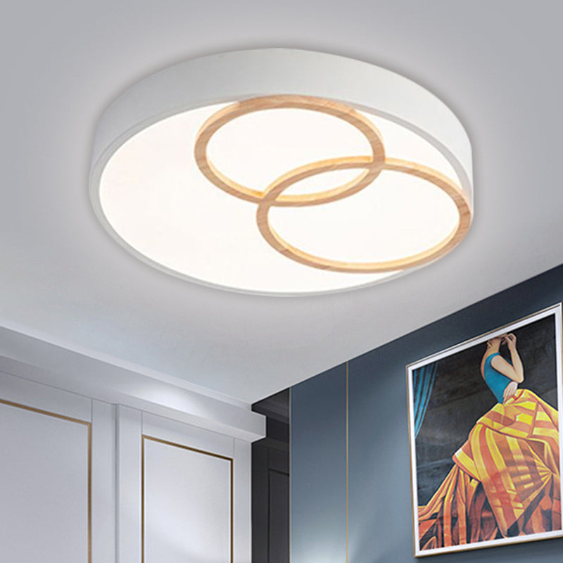 Nordic Flush Ceiling Light | Grey/White Rounded 14’/18’/21.5’ Width Led Metallic Fixture