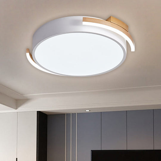Round Flush Mount Modern Metallic Led Lighting - 19.5/25.5 Diameter Black/White Warm/White Light