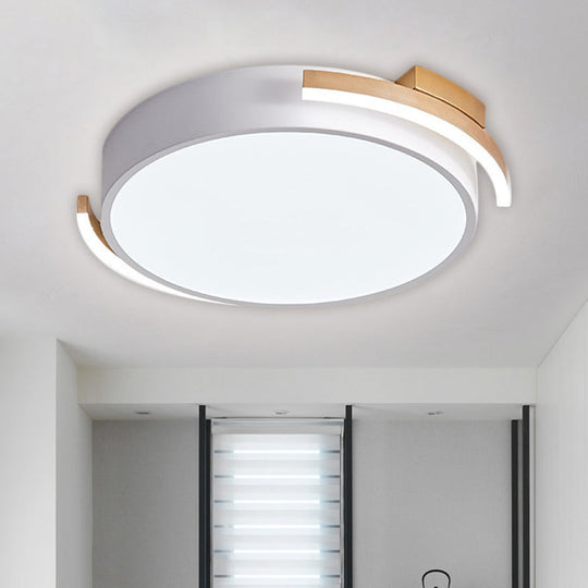 Round Flush Mount Modern Metallic Led Lighting - 19.5/25.5 Diameter Black/White Warm/White Light