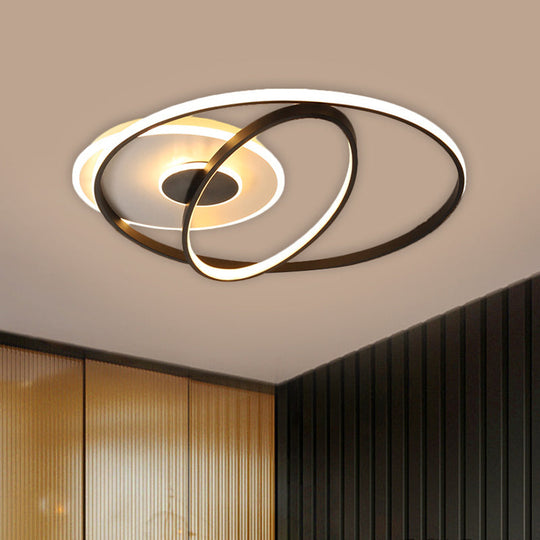 Customizable Contemporary Led Flush Mount Lamp - Black Metal Finish 3 Width Options (7-Day
