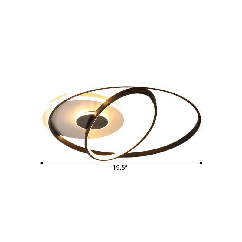 Customizable Contemporary Led Flush Mount Lamp - Black Metal Finish 3 Width Options (7 - Day