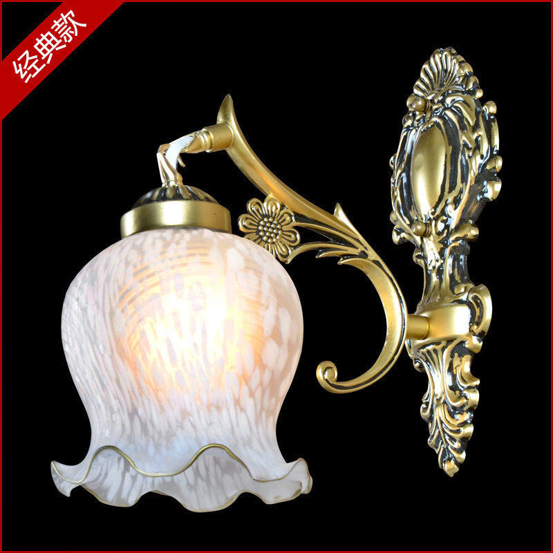 Modern White Glass Wall Mount Lamp With Gold Design - Single Head Flower Sconce Light