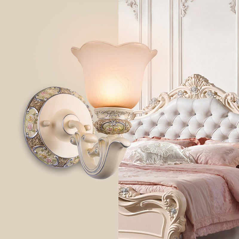 Pink Opaline Glass Wall Mounted Flower Light For Drawing Room