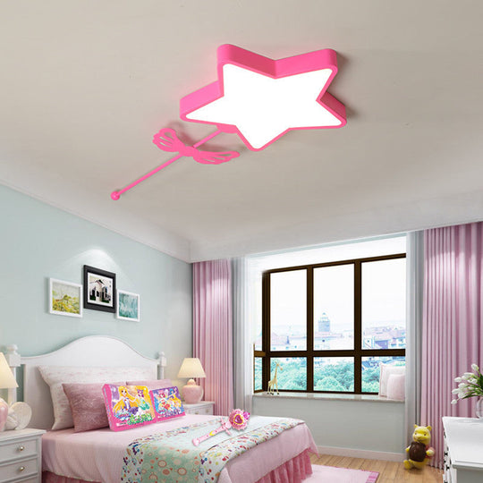 Star Acrylic Ceiling Light For Modern Kids Bedroom - Flush Mount Fixture