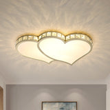 Heart Crystal Led Flush Lamp - Gold Ceiling Mount With Warm/White Light / Warm