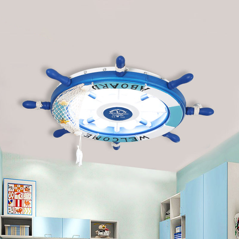 Coastal Led Acrylic Ceiling Flush Lamp In White/Orange/Blue For Bedroom