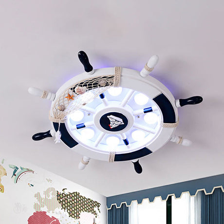 Coastal Led Acrylic Ceiling Flush Lamp In White/Orange/Blue For Bedroom