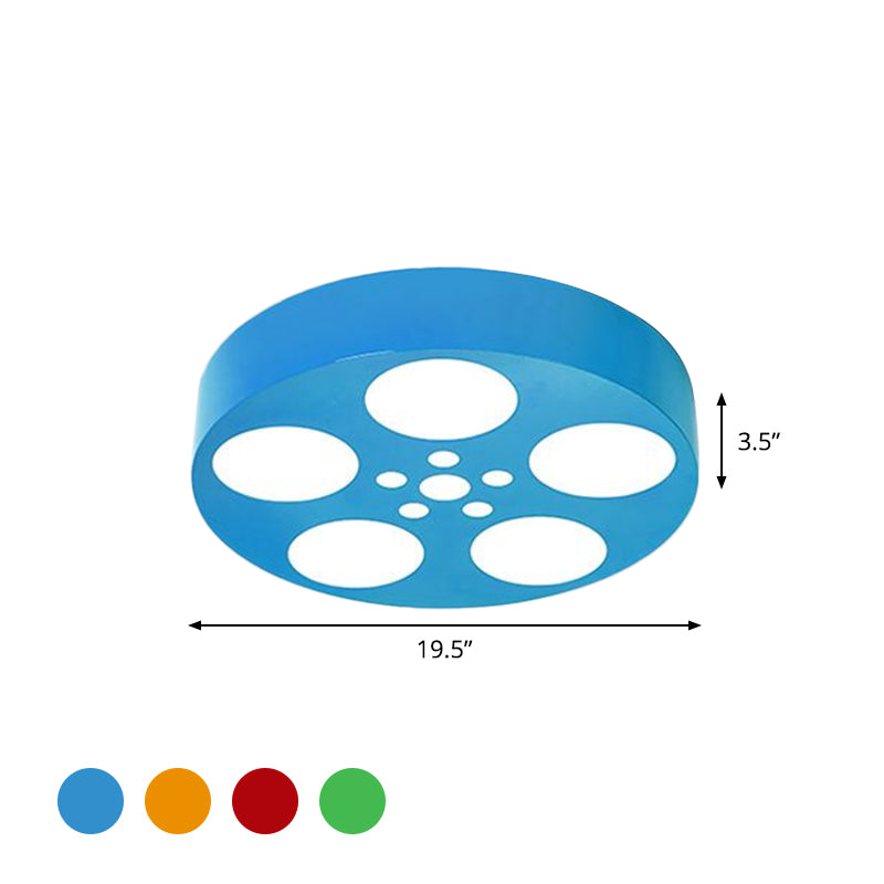 Acrylic Led Kids Flush Mount Lighting In Vibrant Red/Yellow/Blue – Rounded Nursery Room Fixture