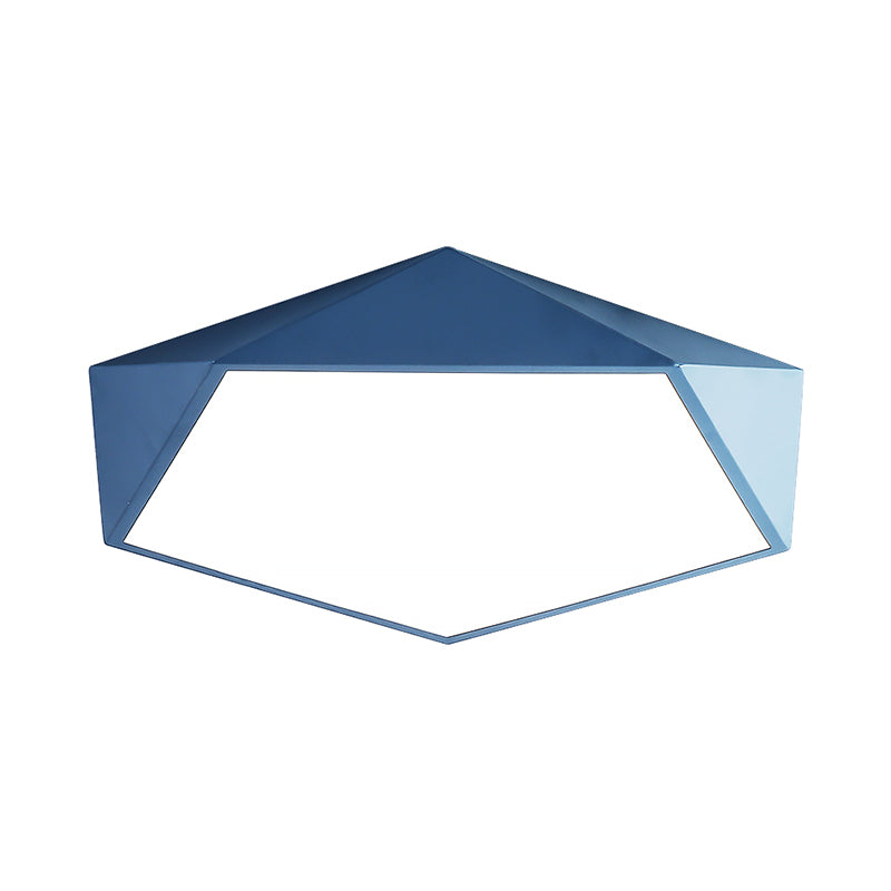 Children’s Pentagon Flushmount Led Ceiling Light Fixture In Red/Yellow/Blue Acrylic