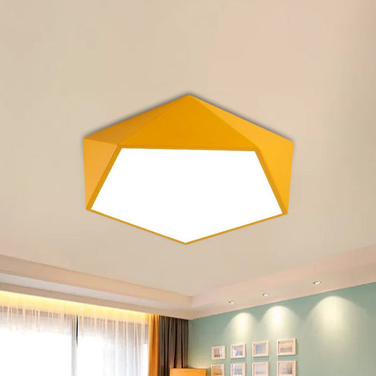 Childrens Pentagon Flushmount Led Ceiling Light Fixture In Red/Yellow/Blue Acrylic