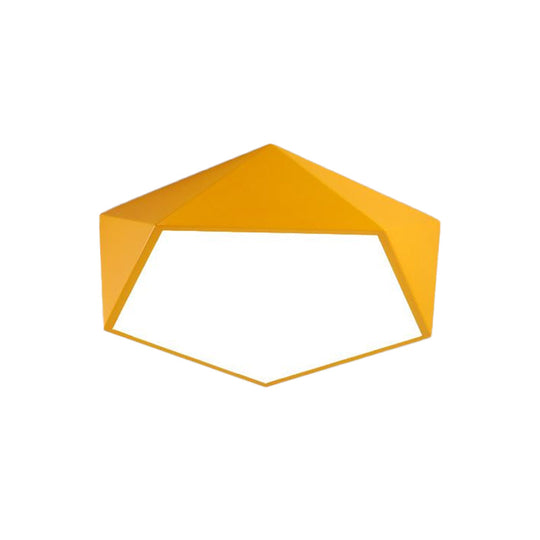 Children’s Pentagon Flushmount Led Ceiling Light Fixture In Red/Yellow/Blue Acrylic