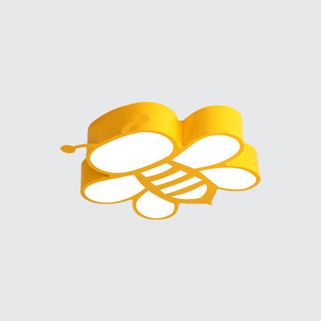 Cartoon Bee Led Ceiling Lamp For Kids’ Room In Yellow With Warm/White Light