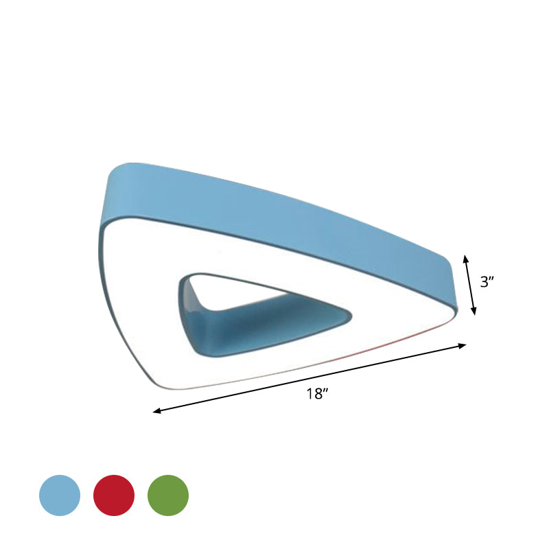 Kid’s Led Acrylic Hollow Triangle Flushmount Ceiling Light In Red/Blue/Green – Warm/White Lighting