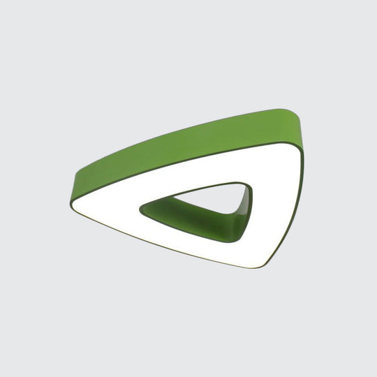 Kid’s Led Acrylic Hollow Triangle Flushmount Ceiling Light In Red/Blue/Green – Warm/White Lighting