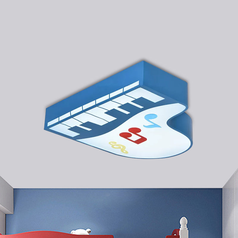 Piano Flush Ceiling Light - Children’s Style Led Acrylic Fixture In Red/Yellow/Pink Warm/White