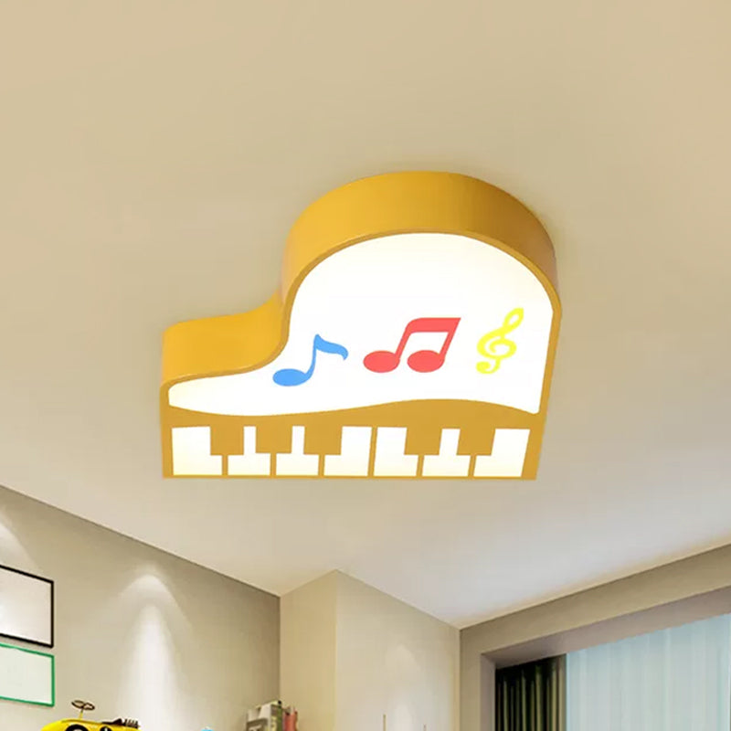 Piano Flush Ceiling Light - Children’s Style Led Acrylic Fixture In Red/Yellow/Pink Warm/White