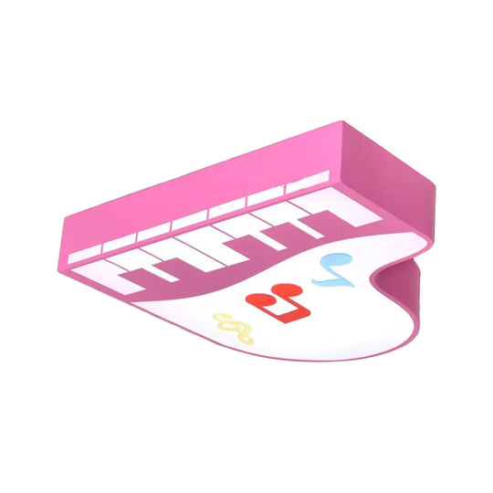 Piano Flush Ceiling Light - Children’s Style Led Acrylic Fixture In Red/Yellow/Pink Warm/White