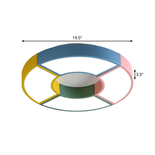 Modern Circular Acrylic Flushmount Ceiling Light With Creative Pink - Yellow Led
