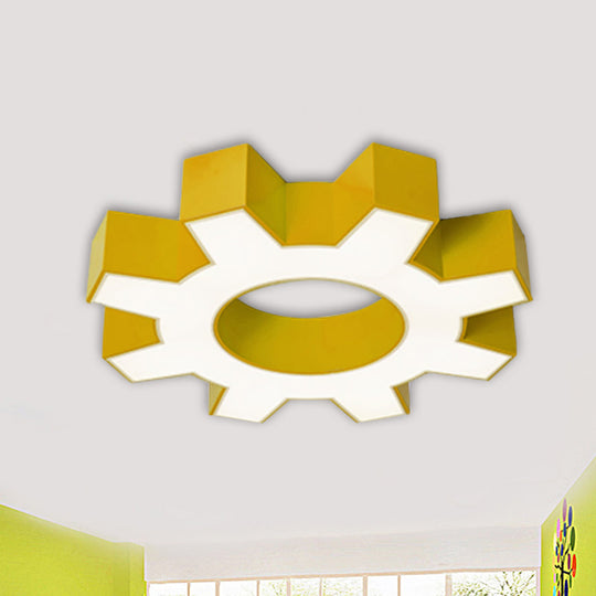 Modern Hollow-Out Gear Acrylic Flush Mount Lamp - Red/Yellow/Green Led Ceiling Light Fixture