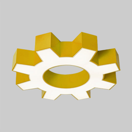 Modern Hollow - Out Gear Acrylic Flush Mount Lamp - Red/Yellow/Green Led Ceiling Light Fixture