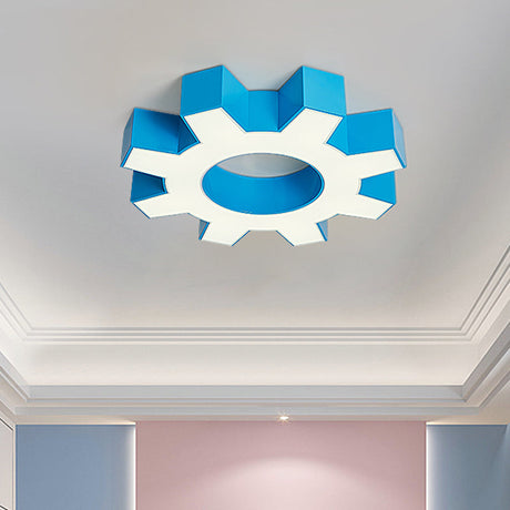 Modern Hollow-Out Gear Acrylic Flush Mount Lamp - Red/Yellow/Green Led Ceiling Light Fixture