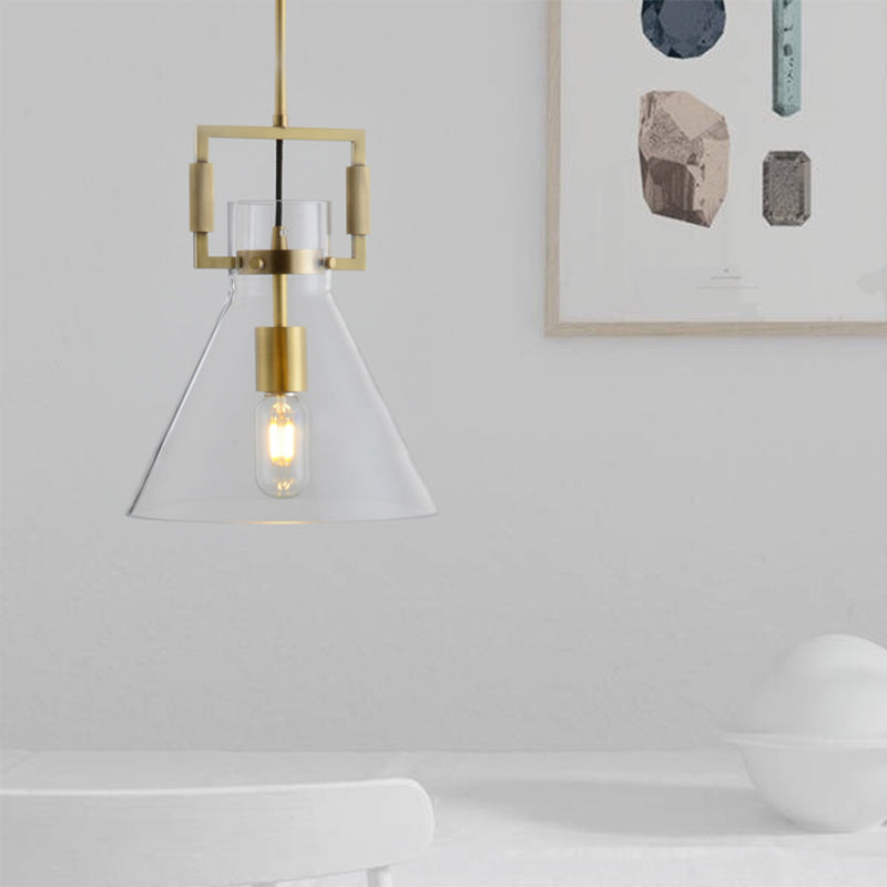 Modern Clear Glass Hanging Light - Sleek Suspension Lamp For Dining Room