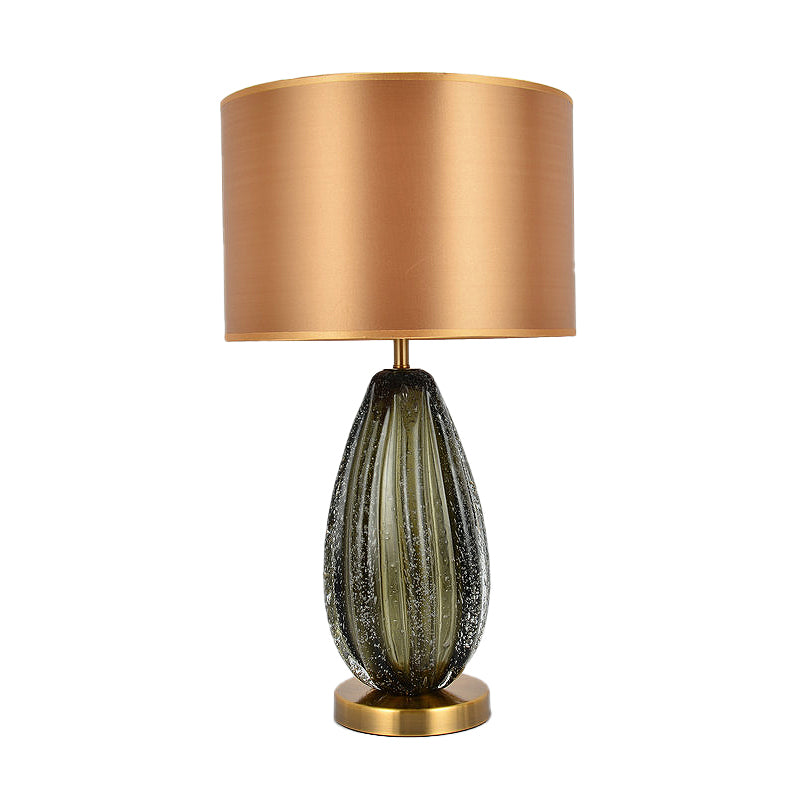 Federica - Vintage 1-Light Melon Table Lamp Ideas Hand-Worked Green Bubble Glass Night Lighting