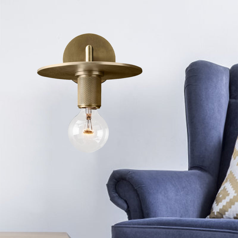 Sleek 1-Bulb Wall Mount Lamp: Minimalistic Exposed Bulb Metal Sconce In Black/Brass/Chrome Finish