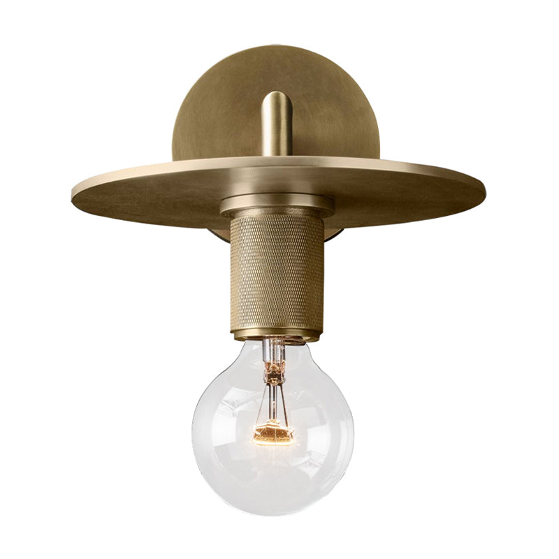 Sleek 1-Bulb Wall Mount Lamp: Minimalistic Exposed Bulb Metal Sconce In Black/Brass/Chrome Finish