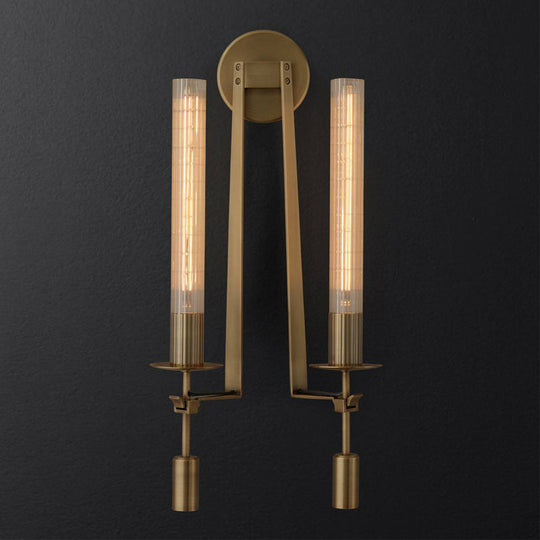 Minimalist Metal Tube Bathroom Wall Mount Light | 1/2-Head Brass/Black/Chrome Sconce Fixture