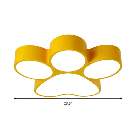 Hallway Home Paw Led Flushmount Ceiling Light - Acrylic Kids Lovely Design