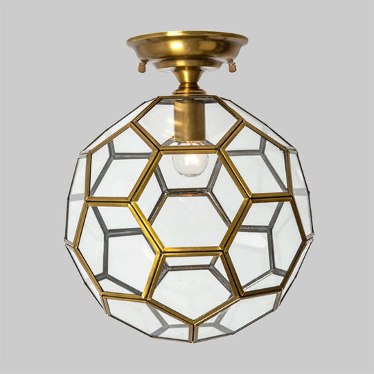 Traditional Glass Semi Flush Ceiling Lamp In Brass - Clear/Cream/Textured White 8 - 16’ Wide