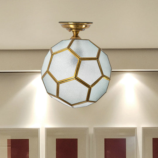 Traditional Glass Semi Flush Ceiling Lamp In Brass - Clear/Cream/Textured White 8 - 16’ Wide