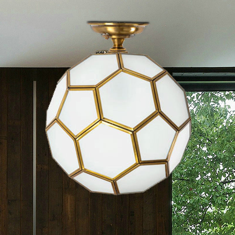Traditional Glass Semi Flush Ceiling Lamp In Brass - Clear/Cream/Textured White 8 - 16’ Wide