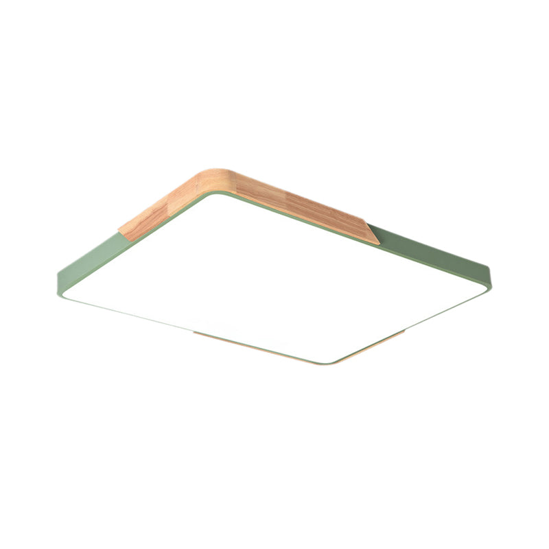 Acrylic Nordic Led Flush Mounted Ceiling Lamp In White/Blue/Black With Wood Guard -