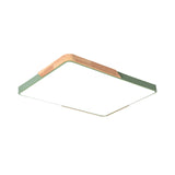 Acrylic Nordic Led Flush Mounted Ceiling Lamp In White/Blue/Black With Wood Guard -