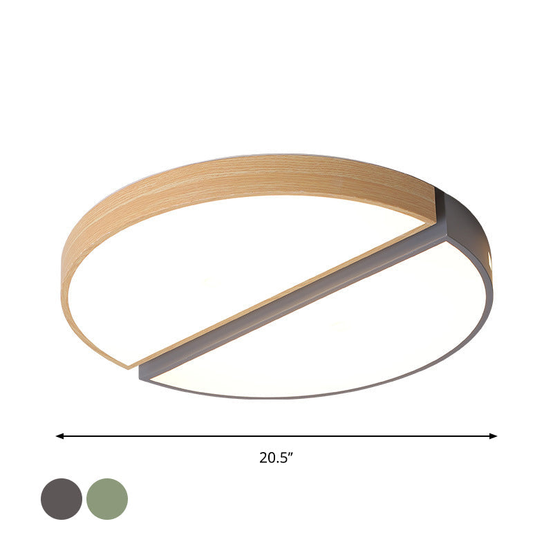 Nordic Acrylic Dual Sector Ceiling Fixture Led Flush Mount Light Green/Grey Warm/White