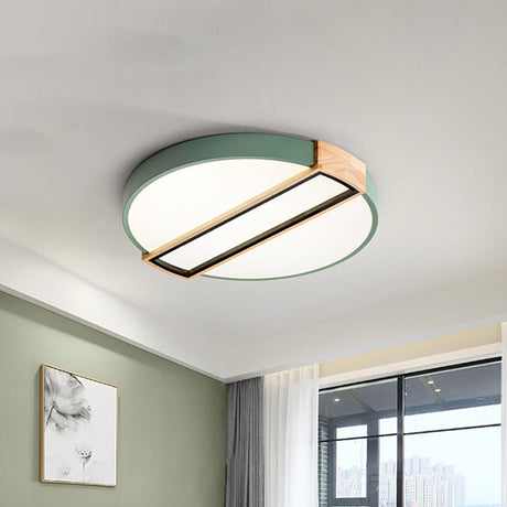 16/19.5 Nordic Led Flushmount Ceiling Light - White/Grey/Green Round Acrylic Shade Green / 16
