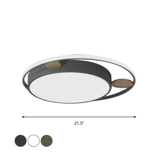 Modern Bear Head Led Flushmount Ceiling Light With Wood Accent - 18’/21.5’ Wide Cartoon Acrylic