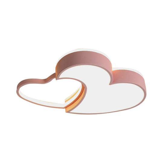 Dual - Heart Kid’s Flush Light: Acrylic Macaron Led Ceiling Lamp In Pink/Blue/Gold 21.5’/25.5’ Wide