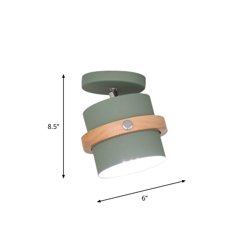 Nordic Metal 1 - Light Flush Mount Ceiling Lamp With Pivot Joint - Wood Finish And Color Options