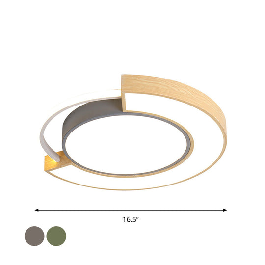 Metal Led Ceiling Light In Macaron Grey/Green With Warm/White - 16.5’/20.5’ Width