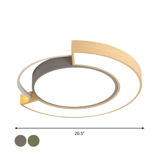 Metal Led Ceiling Light In Macaron Grey/Green With Warm/White - 16.5’/20.5’ Width