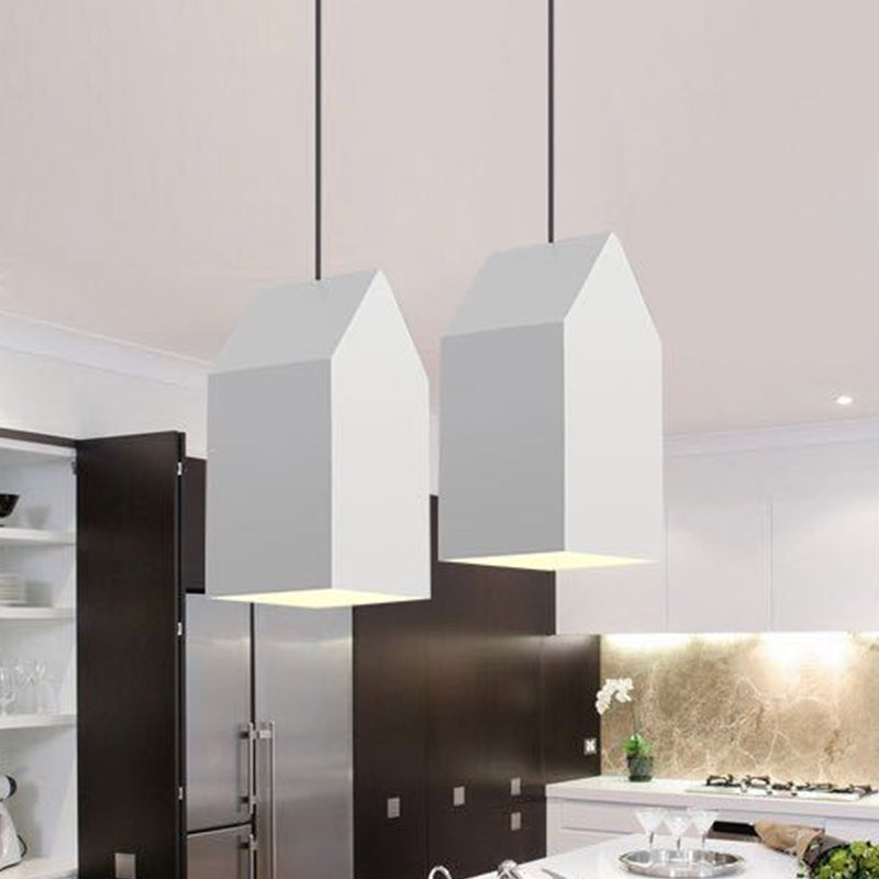 Nordic White House Pendant Light - 1-Light Hanging Lamp Kit With Metal Shade / A