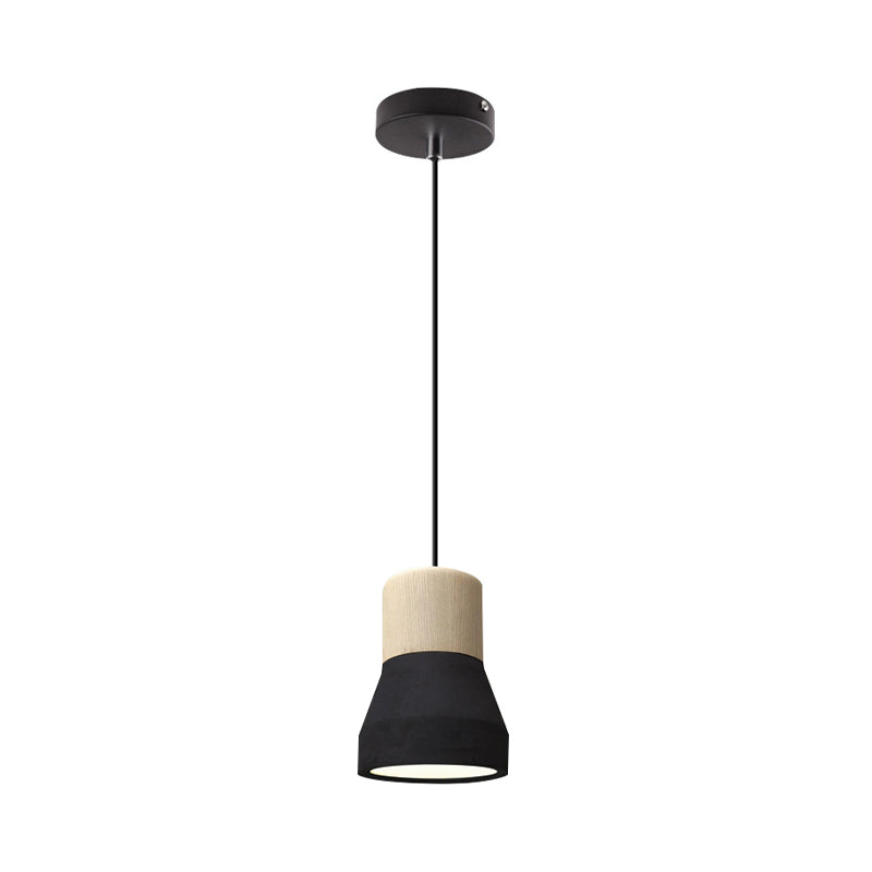 Cement Bottle Small Hanging Lamp Macaron Single Red/Grey/Green Ceiling Pendant Light With Wood Top