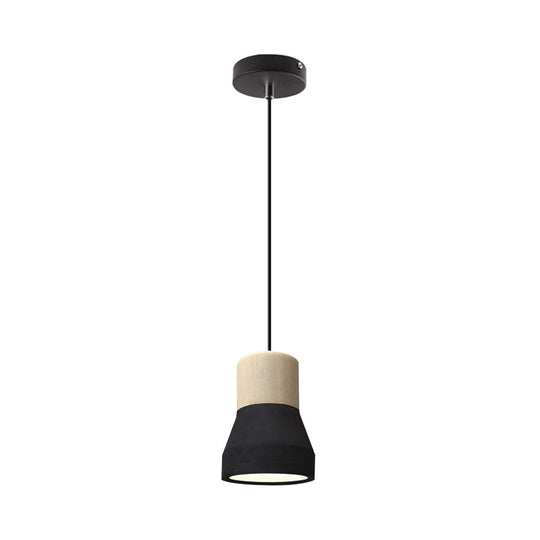 Cement Bottle Small Hanging Lamp Macaron Single Red/Grey/Green Ceiling Pendant Light With Wood Top
