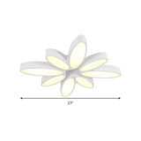 Creative Acrylic Ceiling Lamp For Childs Bedroom - White 8-Petal Blossom Design